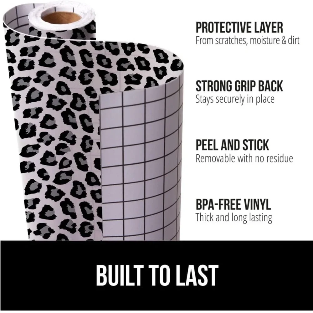 NWT Two Rolls Gorilla Grip Peel & Stick Paper Liner 19.5 in x 20 FT gray leopard